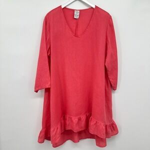 Match Point Tunic Shirt Dress Size XL 100% Linen Lagenlook Coastal Beachy Boho